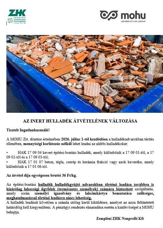 A hulladék leadás változásának plakátja